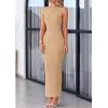 imagePRETTYGARDEN Womens 2026 Summer Formal Maxi Dresses Sleeveless One Shoulder Bodycon Ruched Mesh Wedding Guest Cocktail DressKhaki