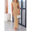 imagePRETTYGARDEN Womens 2026 Summer Formal Maxi Dresses Sleeveless One Shoulder Bodycon Ruched Mesh Wedding Guest Cocktail DressKhaki