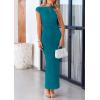 imagePRETTYGARDEN Womens 2026 Summer Formal Maxi Dresses Sleeveless One Shoulder Bodycon Ruched Mesh Wedding Guest Cocktail DressLake Blue