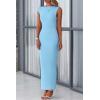 imagePRETTYGARDEN Womens 2026 Summer Formal Maxi Dresses Sleeveless One Shoulder Bodycon Ruched Mesh Wedding Guest Cocktail DressLight Blue