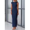 imagePRETTYGARDEN Womens 2026 Summer Formal Maxi Dresses Sleeveless One Shoulder Bodycon Ruched Mesh Wedding Guest Cocktail DressNavy