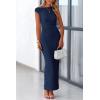 imagePRETTYGARDEN Womens 2026 Summer Formal Maxi Dresses Sleeveless One Shoulder Bodycon Ruched Mesh Wedding Guest Cocktail DressNavy