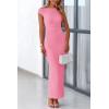 imagePRETTYGARDEN Womens 2026 Summer Formal Maxi Dresses Sleeveless One Shoulder Bodycon Ruched Mesh Wedding Guest Cocktail DressPink