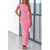 imagePRETTYGARDEN Womens 2026 Summer Formal Maxi Dresses Sleeveless One Shoulder Bodycon Ruched Mesh Wedding Guest Cocktail DressPink