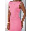 imagePRETTYGARDEN Womens 2026 Summer Formal Maxi Dresses Sleeveless One Shoulder Bodycon Ruched Mesh Wedding Guest Cocktail DressPink