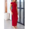 imagePRETTYGARDEN Womens 2026 Summer Formal Maxi Dresses Sleeveless One Shoulder Bodycon Ruched Mesh Wedding Guest Cocktail DressRed