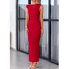 imagePRETTYGARDEN Womens 2026 Summer Formal Maxi Dresses Sleeveless One Shoulder Bodycon Ruched Mesh Wedding Guest Cocktail DressRed