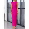 imagePRETTYGARDEN Womens 2026 Summer Formal Maxi Dresses Sleeveless One Shoulder Bodycon Ruched Mesh Wedding Guest Cocktail DressRose Red
