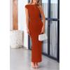imagePRETTYGARDEN Womens 2026 Summer Formal Maxi Dresses Sleeveless One Shoulder Bodycon Ruched Mesh Wedding Guest Cocktail DressRust Red