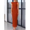 imagePRETTYGARDEN Womens 2026 Summer Formal Maxi Dresses Sleeveless One Shoulder Bodycon Ruched Mesh Wedding Guest Cocktail DressRust Red