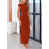 imagePRETTYGARDEN Womens 2026 Summer Formal Maxi Dresses Sleeveless One Shoulder Bodycon Ruched Mesh Wedding Guest Cocktail DressRust Red