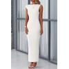 imagePRETTYGARDEN Womens 2026 Summer Formal Maxi Dresses Sleeveless One Shoulder Bodycon Ruched Mesh Wedding Guest Cocktail DressWhite