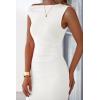 imagePRETTYGARDEN Womens 2026 Summer Formal Maxi Dresses Sleeveless One Shoulder Bodycon Ruched Mesh Wedding Guest Cocktail DressWhite