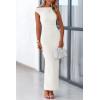 imagePRETTYGARDEN Womens 2026 Summer Formal Maxi Dresses Sleeveless One Shoulder Bodycon Ruched Mesh Wedding Guest Cocktail DressWhite