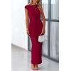 imagePRETTYGARDEN Womens 2026 Summer Formal Maxi Dresses Sleeveless One Shoulder Bodycon Ruched Mesh Wedding Guest Cocktail DressWine Red
