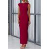 imagePRETTYGARDEN Womens 2026 Summer Formal Maxi Dresses Sleeveless One Shoulder Bodycon Ruched Mesh Wedding Guest Cocktail DressWine Red