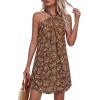 imagePRETTYGARDEN Womens 2026 Summer Halter Mini Dress Sleeveless Boho Floral Short Sundress Casual Flowy Beach DressesBrown Floral