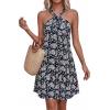 imagePRETTYGARDEN Womens 2026 Summer Halter Mini Dress Sleeveless Boho Floral Short Sundress Casual Flowy Beach DressesDark Blue Floral