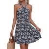 imagePRETTYGARDEN Womens 2026 Summer Halter Mini Dress Sleeveless Boho Floral Short Sundress Casual Flowy Beach DressesDark Blue Floral