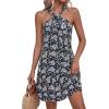 imagePRETTYGARDEN Womens 2026 Summer Halter Mini Dress Sleeveless Boho Floral Short Sundress Casual Flowy Beach DressesDark Blue Floral