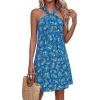 imagePRETTYGARDEN Womens 2026 Summer Halter Mini Dress Sleeveless Boho Floral Short Sundress Casual Flowy Beach DressesFloral Blue
