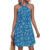 imagePRETTYGARDEN Womens 2026 Summer Halter Mini Dress Sleeveless Boho Floral Short Sundress Casual Flowy Beach DressesFloral Blue