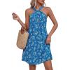 imagePRETTYGARDEN Womens 2026 Summer Halter Mini Dress Sleeveless Boho Floral Short Sundress Casual Flowy Beach DressesFloral Blue
