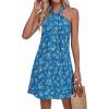 imagePRETTYGARDEN Womens 2026 Summer Halter Mini Dress Sleeveless Boho Floral Short Sundress Casual Flowy Beach DressesFloral Blue