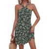 imagePRETTYGARDEN Womens 2026 Summer Halter Mini Dress Sleeveless Boho Floral Short Sundress Casual Flowy Beach DressesFloral Dark Army Green