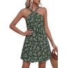 imagePRETTYGARDEN Womens 2026 Summer Halter Mini Dress Sleeveless Boho Floral Short Sundress Casual Flowy Beach DressesFloral Dark Army Green