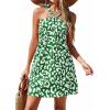 imagePRETTYGARDEN Womens 2026 Summer Halter Mini Dress Sleeveless Boho Floral Short Sundress Casual Flowy Beach DressesGreen Leopard