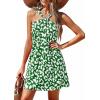 imagePRETTYGARDEN Womens 2026 Summer Halter Mini Dress Sleeveless Boho Floral Short Sundress Casual Flowy Beach DressesGreen Leopard