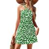 imagePRETTYGARDEN Womens 2026 Summer Halter Mini Dress Sleeveless Boho Floral Short Sundress Casual Flowy Beach DressesGreen Leopard