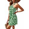 imagePRETTYGARDEN Womens 2026 Summer Halter Mini Dress Sleeveless Boho Floral Short Sundress Casual Flowy Beach DressesGreen Leopard
