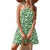 imagePRETTYGARDEN Womens 2026 Summer Halter Mini Dress Sleeveless Boho Floral Short Sundress Casual Flowy Beach DressesGreen Leopard