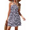 imagePRETTYGARDEN Womens 2026 Summer Halter Mini Dress Sleeveless Boho Floral Short Sundress Casual Flowy Beach DressesLeopard Black