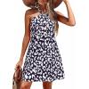 imagePRETTYGARDEN Womens 2026 Summer Halter Mini Dress Sleeveless Boho Floral Short Sundress Casual Flowy Beach DressesLeopard Black