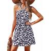 imagePRETTYGARDEN Womens 2026 Summer Halter Mini Dress Sleeveless Boho Floral Short Sundress Casual Flowy Beach DressesLeopard Black