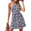 imagePRETTYGARDEN Womens 2026 Summer Halter Mini Dress Sleeveless Boho Floral Short Sundress Casual Flowy Beach DressesLeopard Black