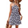 imagePRETTYGARDEN Womens 2026 Summer Halter Mini Dress Sleeveless Boho Floral Short Sundress Casual Flowy Beach DressesLeopard Black