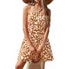 imagePRETTYGARDEN Womens 2026 Summer Halter Mini Dress Sleeveless Boho Floral Short Sundress Casual Flowy Beach DressesLeopard Caramel