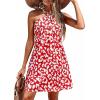 imagePRETTYGARDEN Womens 2026 Summer Halter Mini Dress Sleeveless Boho Floral Short Sundress Casual Flowy Beach DressesRed Leopard