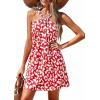 imagePRETTYGARDEN Womens 2026 Summer Halter Mini Dress Sleeveless Boho Floral Short Sundress Casual Flowy Beach DressesRed Leopard