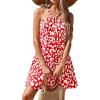 imagePRETTYGARDEN Womens 2026 Summer Halter Mini Dress Sleeveless Boho Floral Short Sundress Casual Flowy Beach DressesRed Leopard