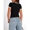 imagePRETTYGARDEN Womens 2026 Summer Short Sleeve Ribbed Knit T Shirts Square Neck Color Block Slim Fit Basic Tees Going Out TopsBlack