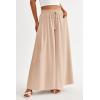 imagePRETTYGARDEN Womens 2026 Summer Wide Leg Palazzo Pants High Waisted Flowy Pockets Spring Casual Lounge Boho Beach TrousersBeige
