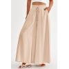 imagePRETTYGARDEN Womens 2026 Summer Wide Leg Palazzo Pants High Waisted Flowy Pockets Spring Casual Lounge Boho Beach TrousersBeige