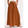imagePRETTYGARDEN Womens 2026 Summer Wide Leg Palazzo Pants High Waisted Flowy Pockets Spring Casual Lounge Boho Beach TrousersBrown