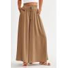 imagePRETTYGARDEN Womens 2026 Summer Wide Leg Palazzo Pants High Waisted Flowy Pockets Spring Casual Lounge Boho Beach TrousersKhaki