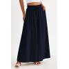 imagePRETTYGARDEN Womens 2026 Summer Wide Leg Palazzo Pants High Waisted Flowy Pockets Spring Casual Lounge Boho Beach TrousersNavy